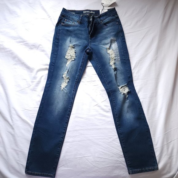 Bluenotes Super Skinny Mid Rise Distressed Jeans 29/28 - Picture 1 of 9